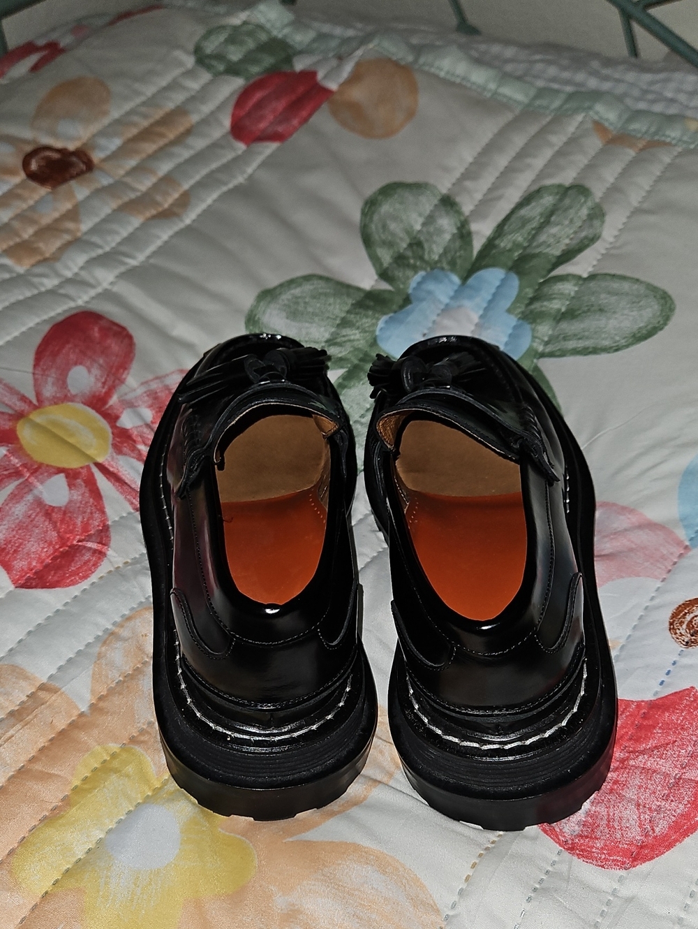 Sandro Black Patent Leather Lug Sole Tassel Loafers - Picture 2 of 11